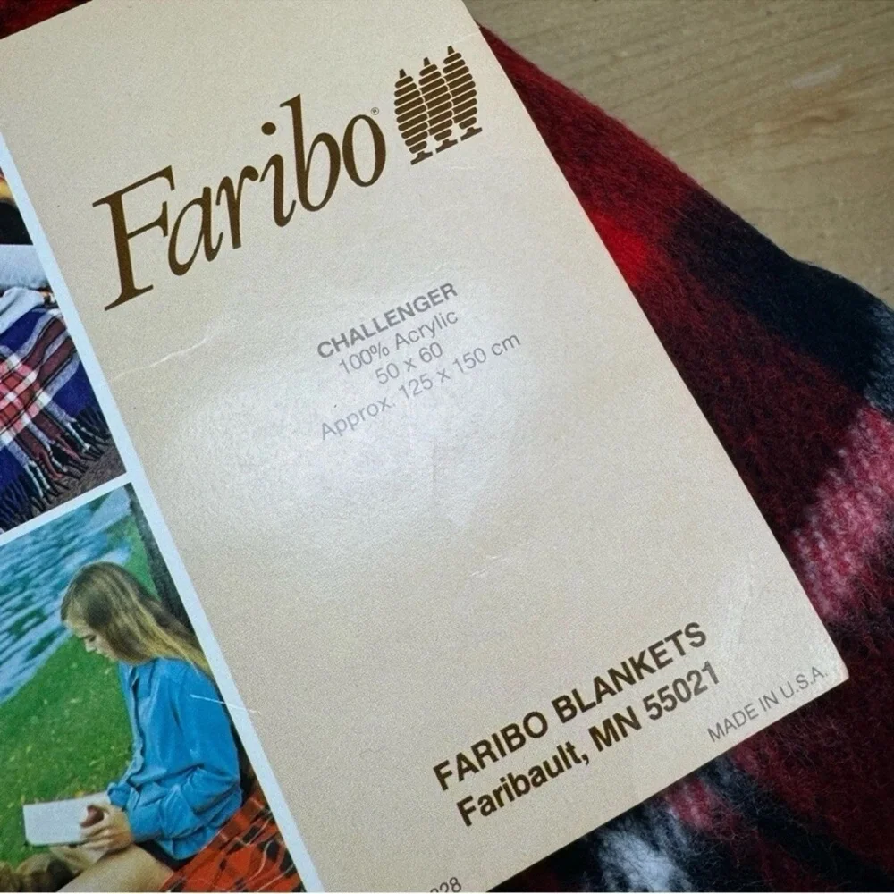 NEW Faribo vintage challenger plaid 50X60 blanket